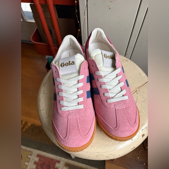 Gola Women's Elan Leather Sneaker Coral Pink/Moonlight/Raspberry - Picture 7 of 15